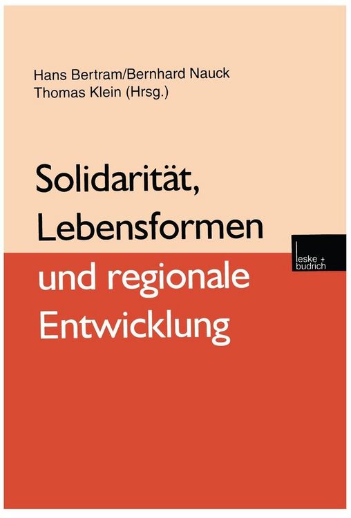 Produktbild: Solidarit&auml;t, Lebensformen und regionale Entwicklung