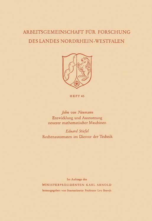 Produktbild: Entwicklung und Ausnutzung neuerer mathematischer Maschinen / Rechenautomaten im Dienste der Technik