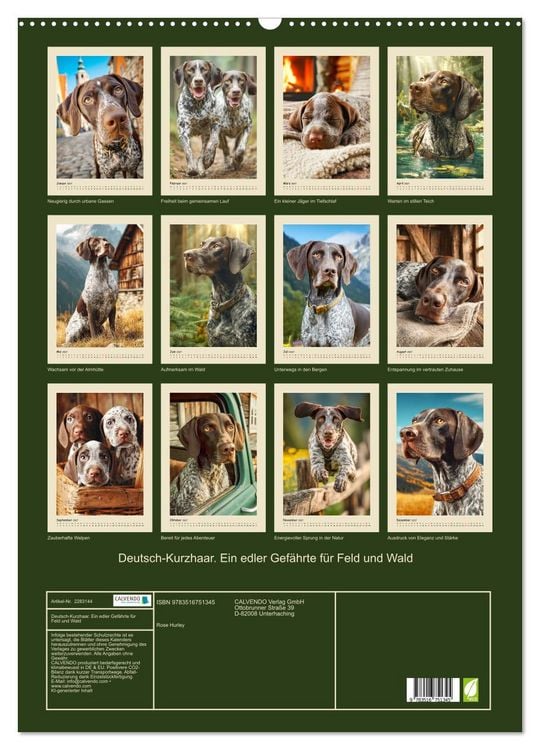 Produktbild: Deutsch-Kurzhaar. Ein edler Gef&auml;hrte f&uuml;r Feld und Wald (Wandkalender 2027 DIN A2 hoch), CALVENDO Monatskalender