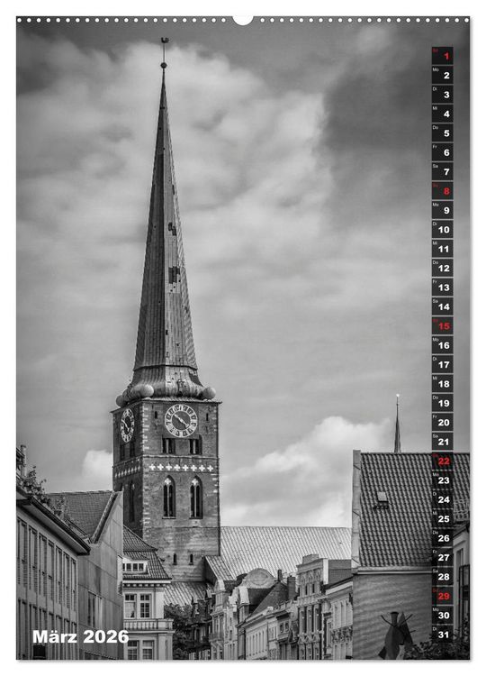 Produktbild: L&Uuml;BECK Monochrome Momente (hochwertiger Premium Wandkalender 2026 DIN A2 hoch), Kunstdruck in Hochglanz