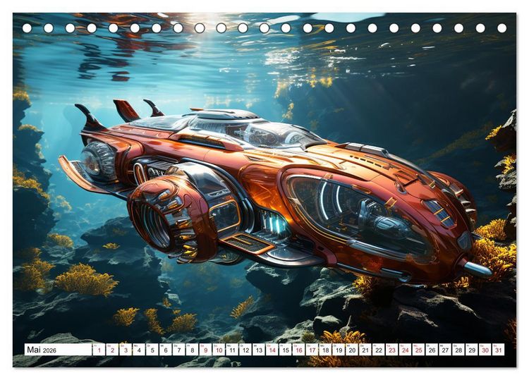 Produktbild: Futuristische U-Boote (Tischkalender 2026 DIN A5 quer), CALVENDO Monatskalender