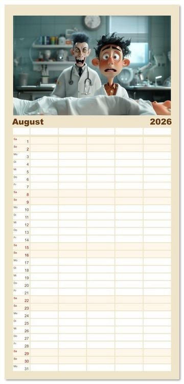Produktbild: Familienplaner 2026 - Nur ein paar Semester Medizin mit 5 Spalten (Wandkalender, 21 x 45 cm) CALVENDO