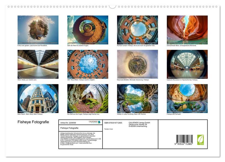 Produktbild: Fisheye Fotografie (hochwertiger Premium Wandkalender 2026 DIN A2 quer), Kunstdruck in Hochglanz