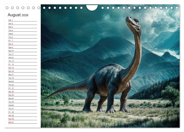 Produktbild: AI Dino Delights Mesmerizing Views of Prehistoric Life (Wall Calendar 2026 DIN A4 landscape), CALVENDO 12 Month Wall Calendar