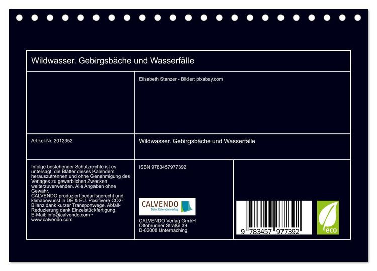 Produktbild: Wildwasser. Gebirgsb&auml;che und Wasserf&auml;lle (Tischkalender 2026 DIN A5 quer), CALVENDO Monatskalender