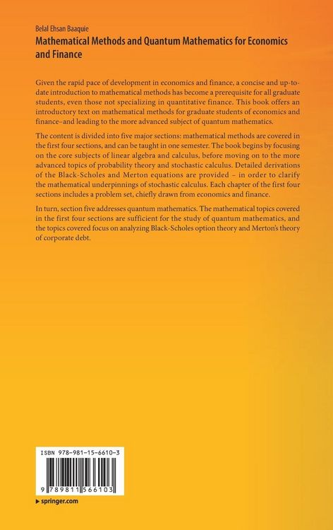 Produktbild: Mathematical Methods and Quantum Mathematics for Economics and Finance