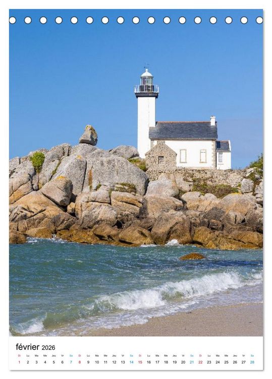 Produktbild: Phares Bretons Gardiens de la c&ocirc;te bretonne (Calendrier de bureau 2026 DIN A5 horizontal), CALVENDO calendrier mensuel