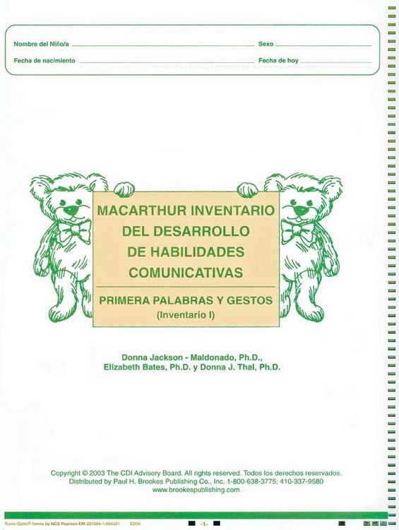 Produktbild: MacArthur Inventario del Desarrollo de Habilidades Comunicativas (Inventario)