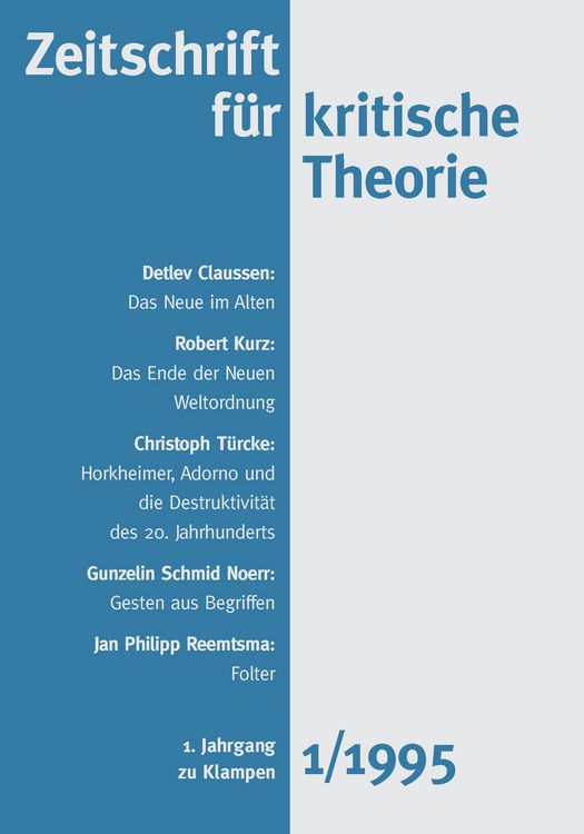 Produktbild: Zeitschrift f&uuml;r kritische Theorie / Zeitschrift f&uuml;r kritische Theorie, Heft 1 (1995)