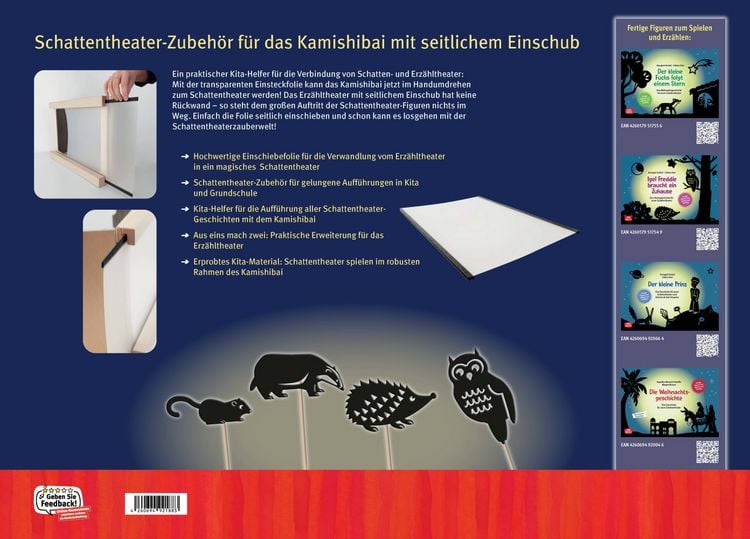 Produktbild: Einschiebefolie f&uuml;r das Kamishibai mit seitlichem Einschub. F&uuml;r das Schattenspiel in Kindergarten und Schule