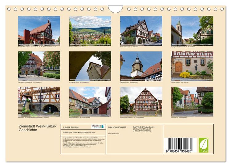 Produktbild: Weinstadt Wein-Kultur-Geschichte (Wandkalender 2026 DIN A4 quer), CALVENDO Monatskalender
