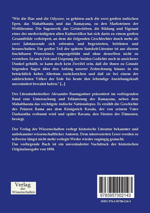 Produktbild: Das Ramayana und die Rama-Literatur der Inder