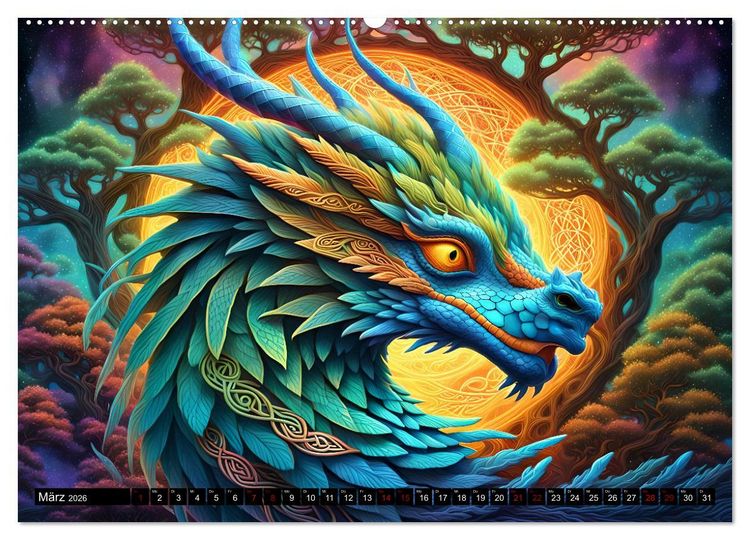 Produktbild: Drachen - Mystische Wesen (Wandkalender 2026 DIN A2 quer), CALVENDO Monatskalender