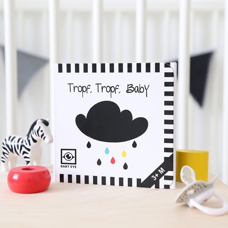 Produktbild: Tropf, Tropf, Baby: Kontrastreiches Faltbuch f&uuml;r Babys &middot; Kontrastbuch angepasst an Babyaugen &middot; Schwarz Wei&szlig; Prim&auml;rfarben Buch f&uuml;r Neugeborene &middot; Mein erstes Bilderbuch &middot; Montessori Buch