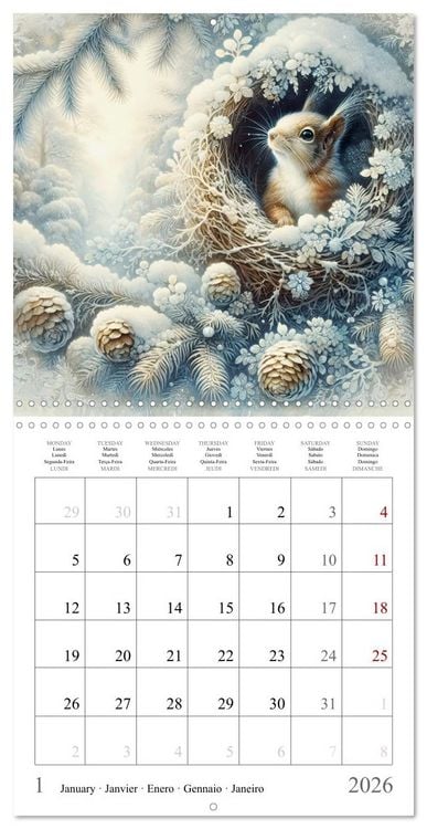 Produktbild: Magie de l'&eacute;cureuil (Calendrier mural carr&eacute; 2026 30x30 cm) Calendrier double avec une page pour vos prises de notes