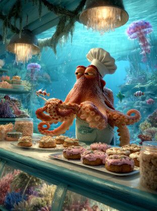 Produktbild: CALVENDO Puzzle Lustiger Oktopus als B&auml;cker unter Wasser | 2000 Teile Lege-Gr&ouml;&szlig;e 90x67cm Foto-Puzzle f&uuml;r gl&uuml;ckliche Stunden