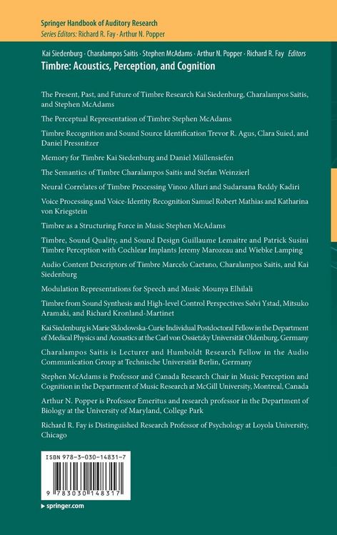 Produktbild: Timbre: Acoustics, Perception, and Cognition