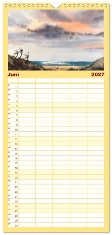 Produktbild: Familienplaner 2027 - Landschaft in Aquarell mit 5 Spalten (Wandkalender, 21 x 45 cm) CALVENDO