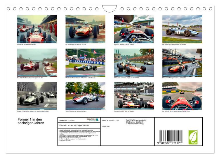 Produktbild: Formel 1 in den sechziger Jahren (Wandkalender 2026 DIN A4 quer), CALVENDO Monatskalender