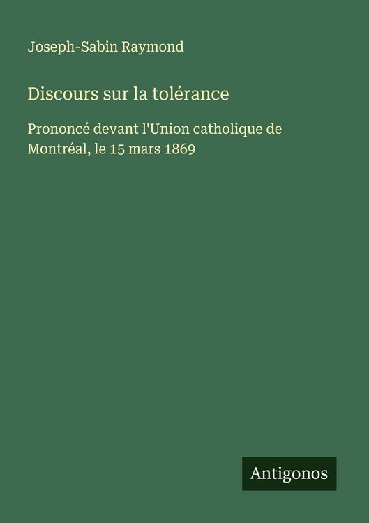 Produktbild: Discours sur la tol&eacute;rance