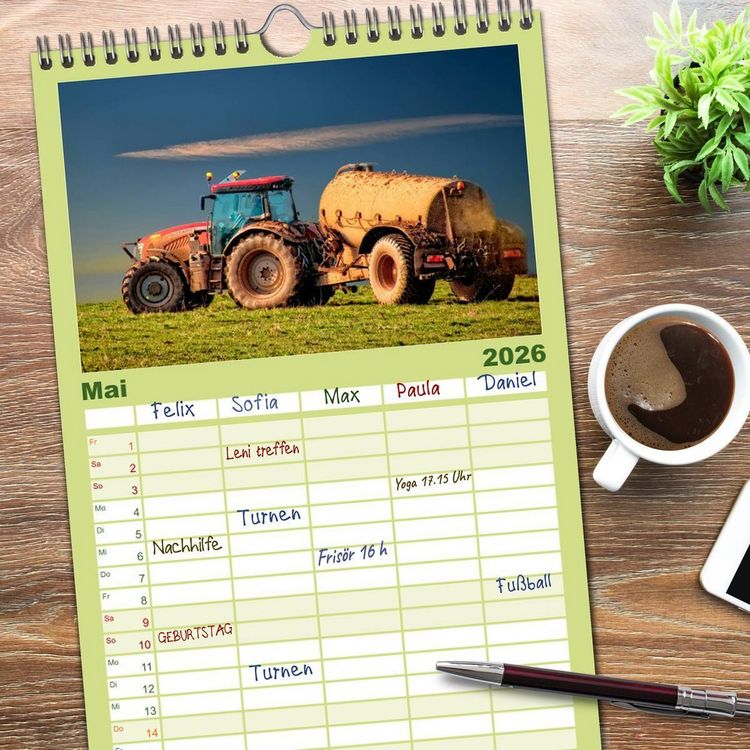 Produktbild: Familienplaner 2026 - Landwirtschaft - Hightech und Handarbeit mit 5 Spalten (Wandkalender, 21 x 45 cm) CALVENDO
