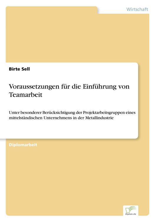 Produktbild: Voraussetzungen f&uuml;r die Einf&uuml;hrung von Teamarbeit