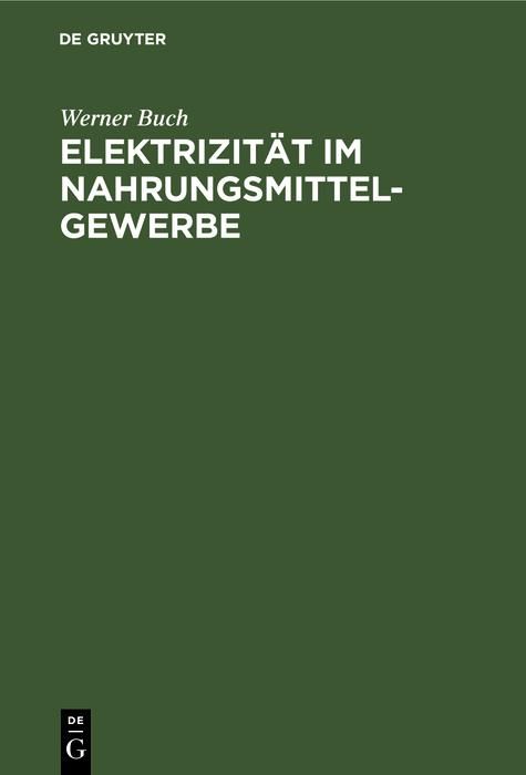 Produktbild: Elektrizit&auml;t im Nahrungsmittel-Gewerbe