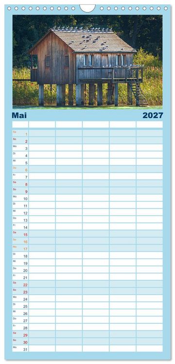 Produktbild: Familienplaner 2027 - Drei L&auml;nder ein See - Bodensee mit 5 Spalten (Wandkalender, 21 x 45 cm) CALVENDO