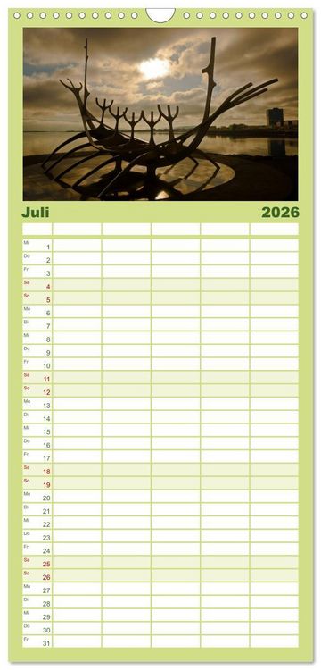 Produktbild: Familienplaner 2026 - Island mit 5 Spalten (Wandkalender, 21 x 45 cm) CALVENDO