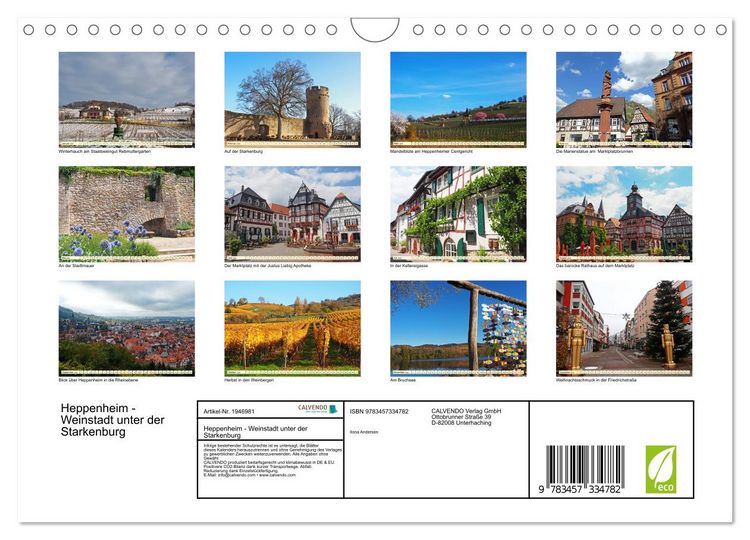 Produktbild: Heppenheim - Weinstadt unter der Starkenburg (Wandkalender 2026 DIN A4 quer), CALVENDO Monatskalender