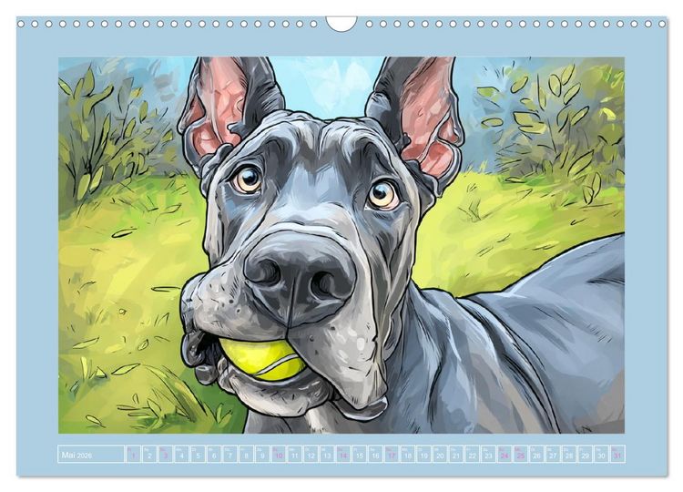 Produktbild: Die Dogge. Lustige Hunde Cartoons f&uuml;r gute Laune (Wandkalender 2026 DIN A3 quer), CALVENDO Monatskalender
