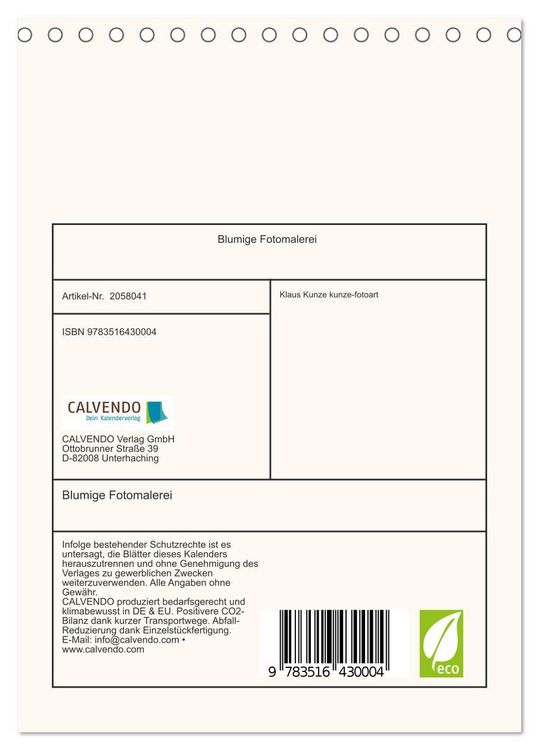 Produktbild: Blumige Fotomalerei (Tischkalender 2026 DIN A5 hoch), CALVENDO Monatskalender