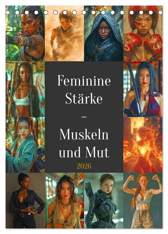 Produktbild: Feminine St&auml;rke - Muskeln und Mut (Tischkalender 2026 DIN A5 hoch), CALVENDO Monatskalender