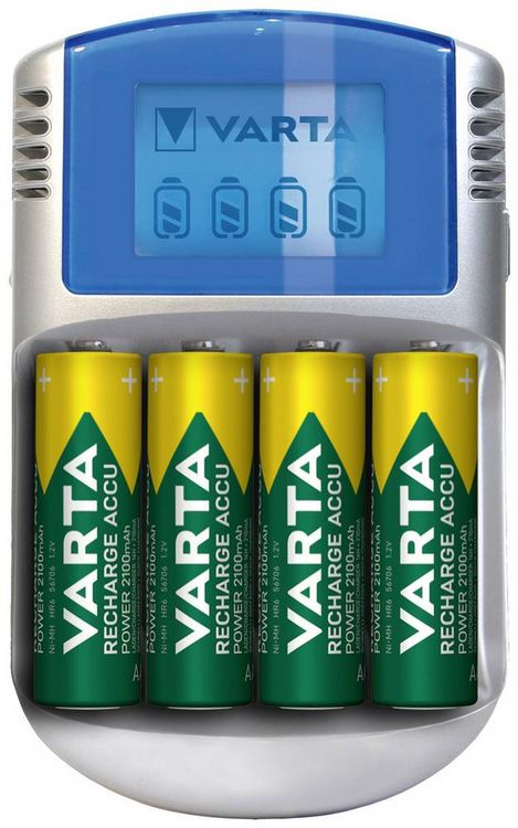 Produktbild: Varta LCD Charger 4x5716 & 12V & USB Rundzellen-Ladeger&auml;t NiMH Micro (AAA), Mignon (AA)