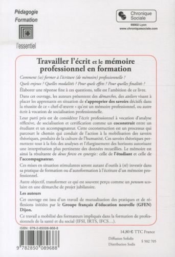 Produktbild: Travailler l'&eacute;crit et le m&eacute;moire professionnel en formation
