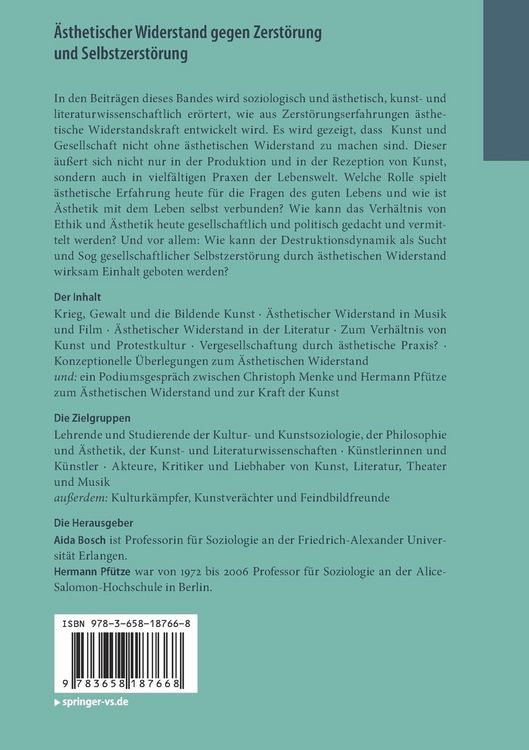 Produktbild: &Auml;sthetischer Widerstand gegen Zerst&ouml;rung und Selbstzerst&ouml;rung