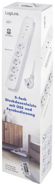 Produktbild: LogiLink LPS402 Funk-Steckdosenleiste Wei&szlig; Schutzkontakt 1St.