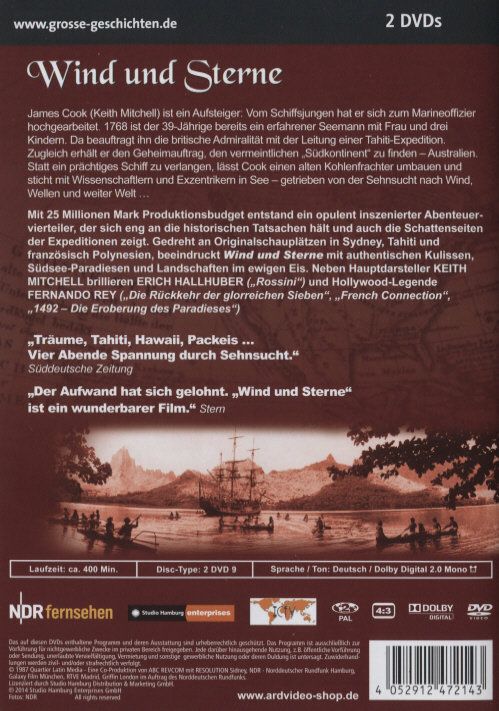 Produktbild: Wind und Sterne - Die Reisen des Captain Cook - Grosse Geschichten [2 DVDs]