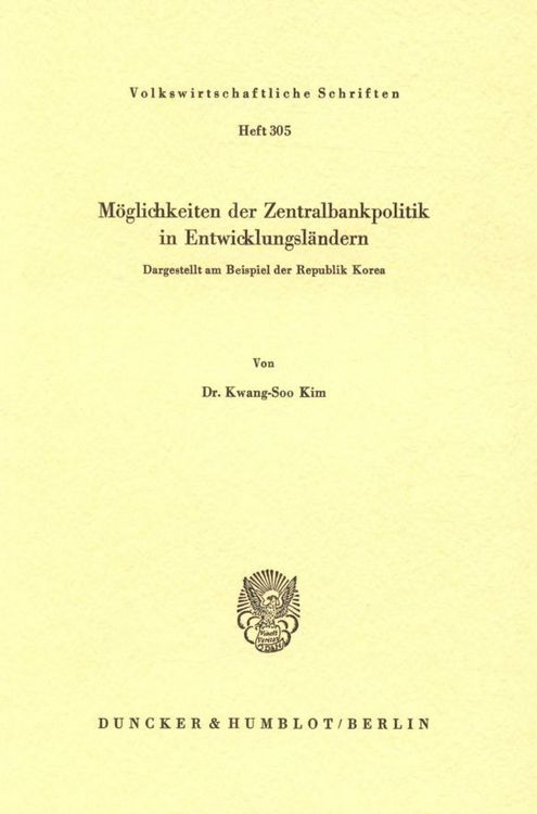 Produktbild: M&ouml;glichkeiten der Zentralbankpolitik in Entwicklungsl&auml;ndern.