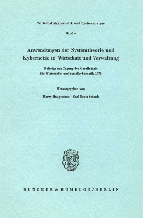 Produktbild: Anwendungen der Systemtheorie und Kybernetik in Wirtschaft und Verwaltung.