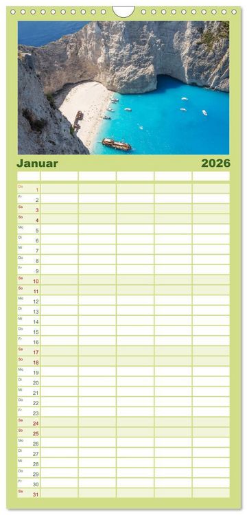 Produktbild: Familienplaner 2026 - Griechische Inseln - Ein Jahr im Mittelmeer mit 5 Spalten (Wandkalender, 21 x 45 cm) CALVENDO