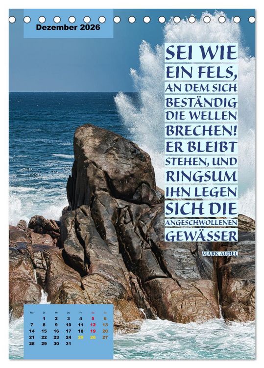 Produktbild: Verr&uuml;ckt nach MEER - Wellen - Strand - Zitate (Tischkalender 2026 DIN A5 hoch), CALVENDO Monatskalender
