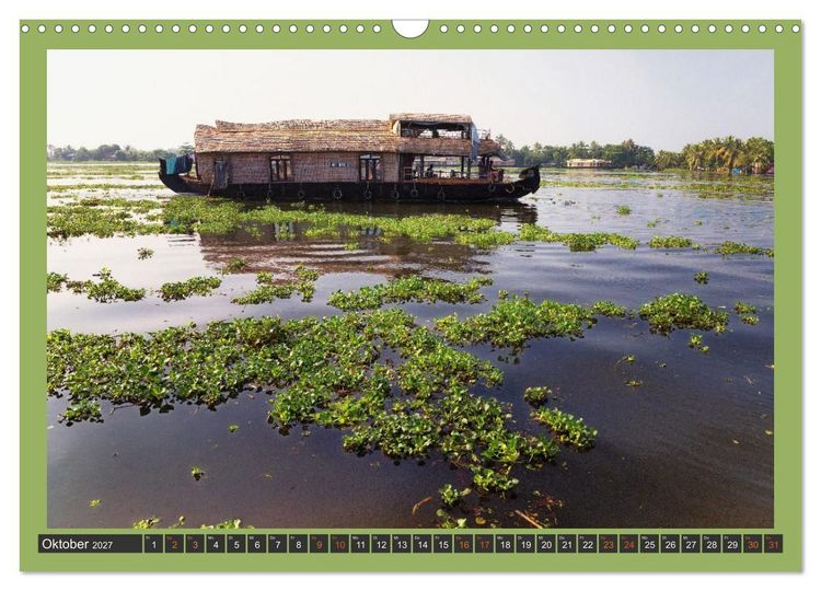Produktbild: Kerala Backwaters - mit dem Hausboot durch die tropische Wasserwelt (Wandkalender 2027 DIN A3 quer), CALVENDO Monatskalender