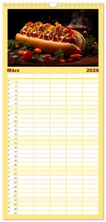Produktbild: Familienplaner 2026 - Fastfood &Auml;sthetik mit 5 Spalten (Wandkalender, 21 x 45 cm) CALVENDO