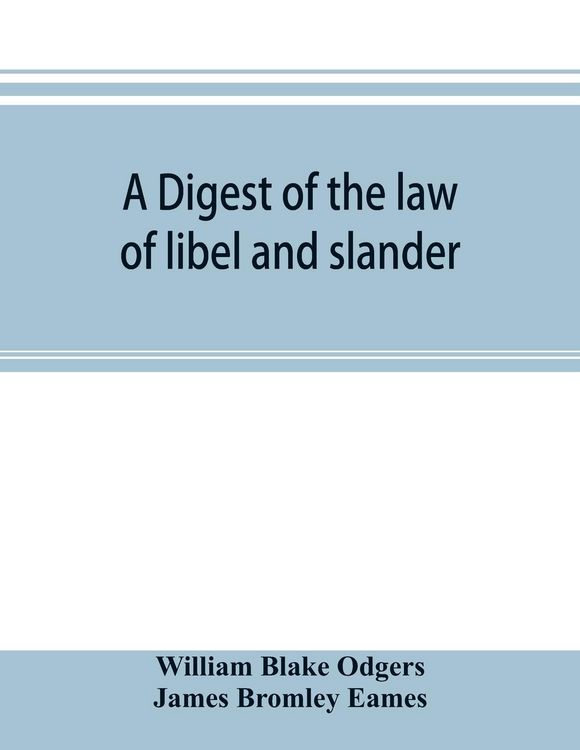 Produktbild: A digest of the law of libel and slander