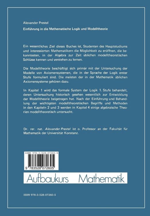 Produktbild: Einf&uuml;hrung in die Mathematische Logik und Modelltheorie