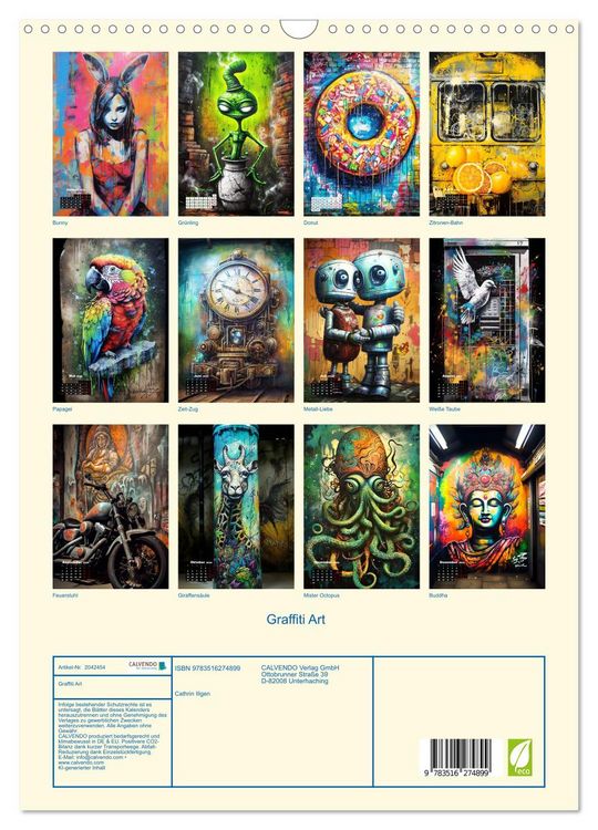 Produktbild: Graffiti Art (Wandkalender 2026 DIN A3 hoch), CALVENDO Monatskalender