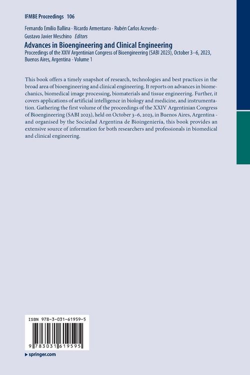 Produktbild: Advances in Bioengineering and Clinical Engineering
