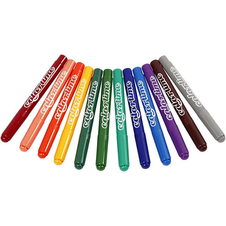 Produktbild: Creativ Company Colortime Marker, Strichst&auml;rke 5 mm, Zus&auml;tzliche Farben, 12 Stk