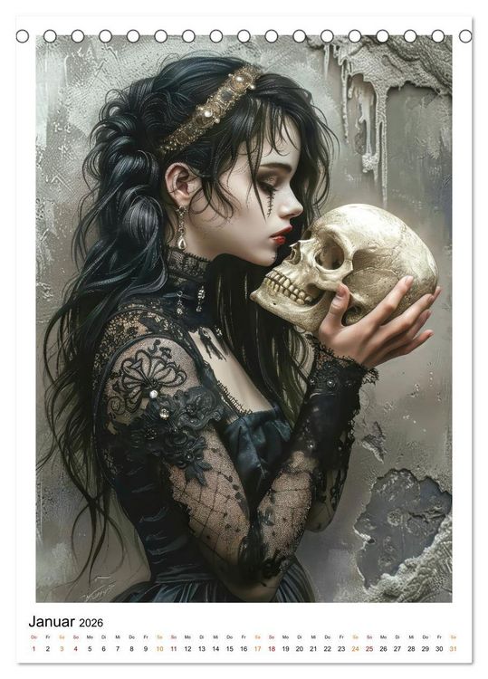 Produktbild: Gothic coole Momente (Tischkalender 2026 DIN A5 hoch), CALVENDO Monatskalender
